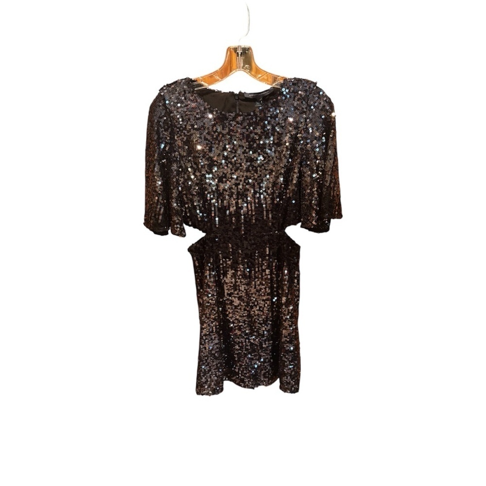 French Connection Estari Sequin Cut-Out Dress in Ombre Silver Size 2 NWT